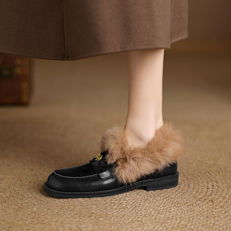 Deep Mouth Flat Shoes Low Heel Slip-On Round Toe