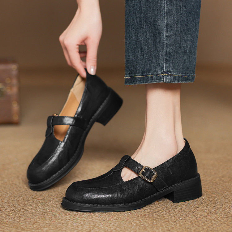 Deep Mouth Single Shoes - Retro Style Women's Low Heel Shoes