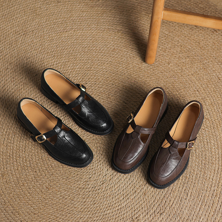 Deep Mouth Single Shoes - Retro Style Women's Low Heel Shoes