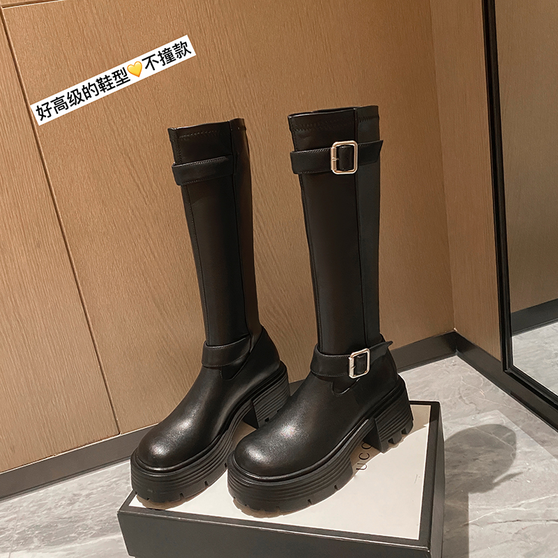 knight-boots-low-chunky-heel-round-toe-high-shaft-embroidered-leopard-print Knight Boots Low Chunky Heel Round Toe High Shaft Embroidered Leopard Print