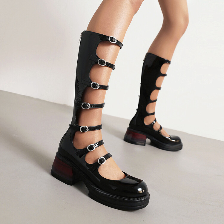 Women's High Heel Roman Sandals Boots with Ankle Strap
