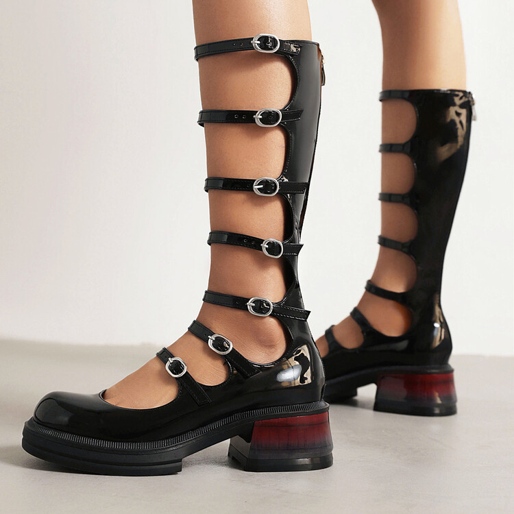 Women's High Heel Roman Sandals Boots with Ankle Strap