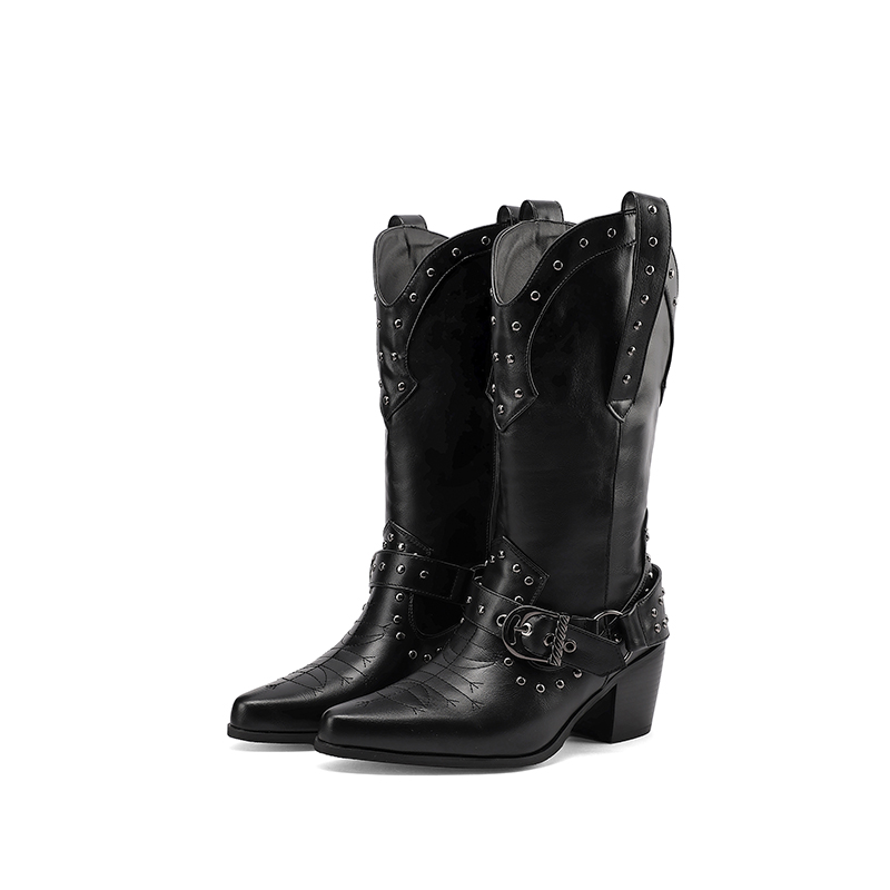 Women's High Heel Square Toe Knee High Knight Boots - Style q.html