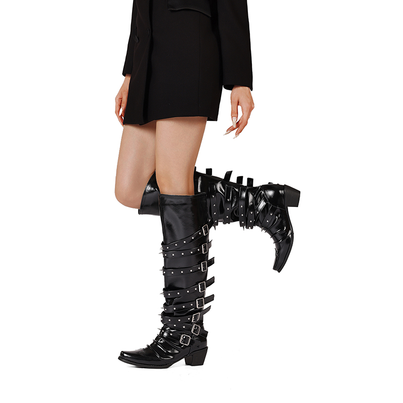 Women's Over-the-Knee Knight Boots with Chunky Mid Heel and Square Toe - Style s.html
