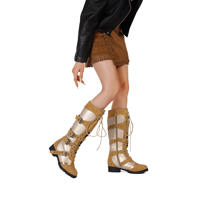 womens-pu-knight-boots-round-toe-chunky-mid-heel-high-shaft Women's PU Knight Boots Round Toe Chunky Mid Heel High Shaft